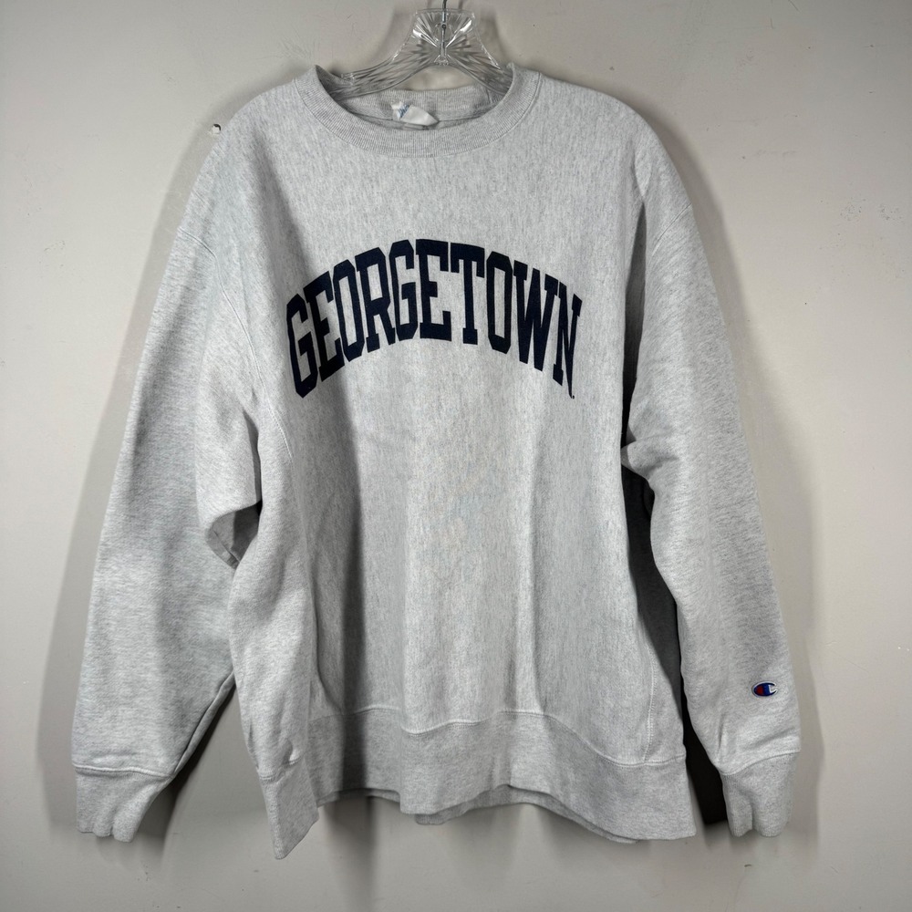 Vintage Champion Reverse Weave Georgetown University Sweatshirt Gray Mens XL